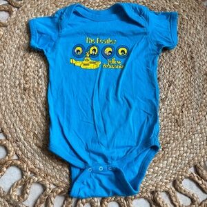 The Beatles Blue Baby Bodysuit with Yellow Submarine Graphic